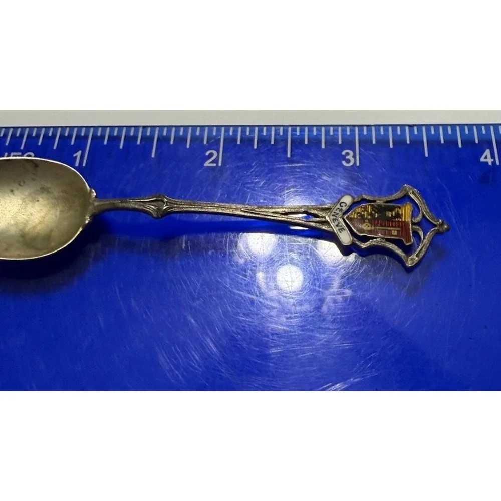 Vtg Antique 800 Silver Geneve Souvenir COLLECTOR SPOON